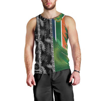 Custom Aotearoa South Africa Rugby Freedom Cup Men Tank Top Maori Silver Fern Art and Sporty Flag SA - Polynesian Pride