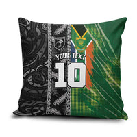 Custom Aotearoa South Africa Rugby Freedom Cup Pillow Cover Maori Silver Fern Art and Sporty Flag SA - Polynesian Pride