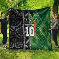 Custom Aotearoa South Africa Rugby Freedom Cup Quilt Maori Silver Fern Art and Sporty Flag SA - Polynesian Pride