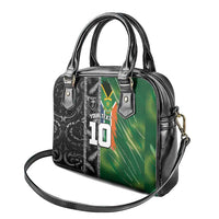 Custom Aotearoa South Africa Rugby Freedom Cup Shoulder Handbag Maori Silver Fern Art and Sporty Flag SA - Polynesian Pride