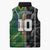 Custom Aotearoa South Africa Rugby Freedom Cup Sleeveless Puffer Jacket Maori Silver Fern Art and Sporty Flag SA - Polynesian Pride