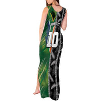 Custom Aotearoa South Africa Rugby Freedom Cup Tank Maxi Dress Maori Silver Fern Art and Sporty Flag SA - Polynesian Pride