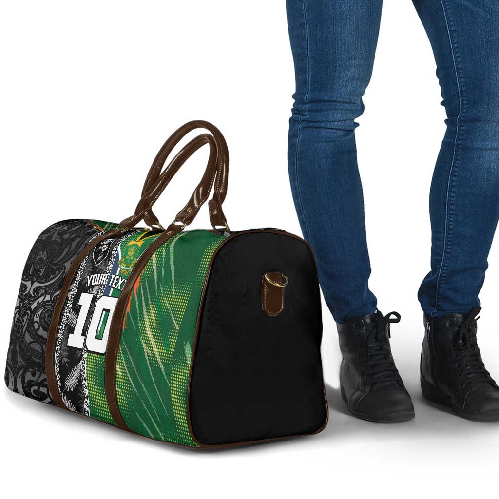 Custom Aotearoa South Africa Rugby Freedom Cup Travel Bag Maori Silver Fern Art and Sporty Flag SA - Polynesian Pride