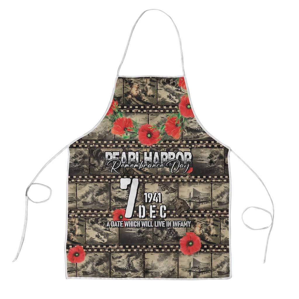 Pearl Harbor Remembrance Day Apron Memories of December 7 with Red Poppy Lei - Polynesian Pride