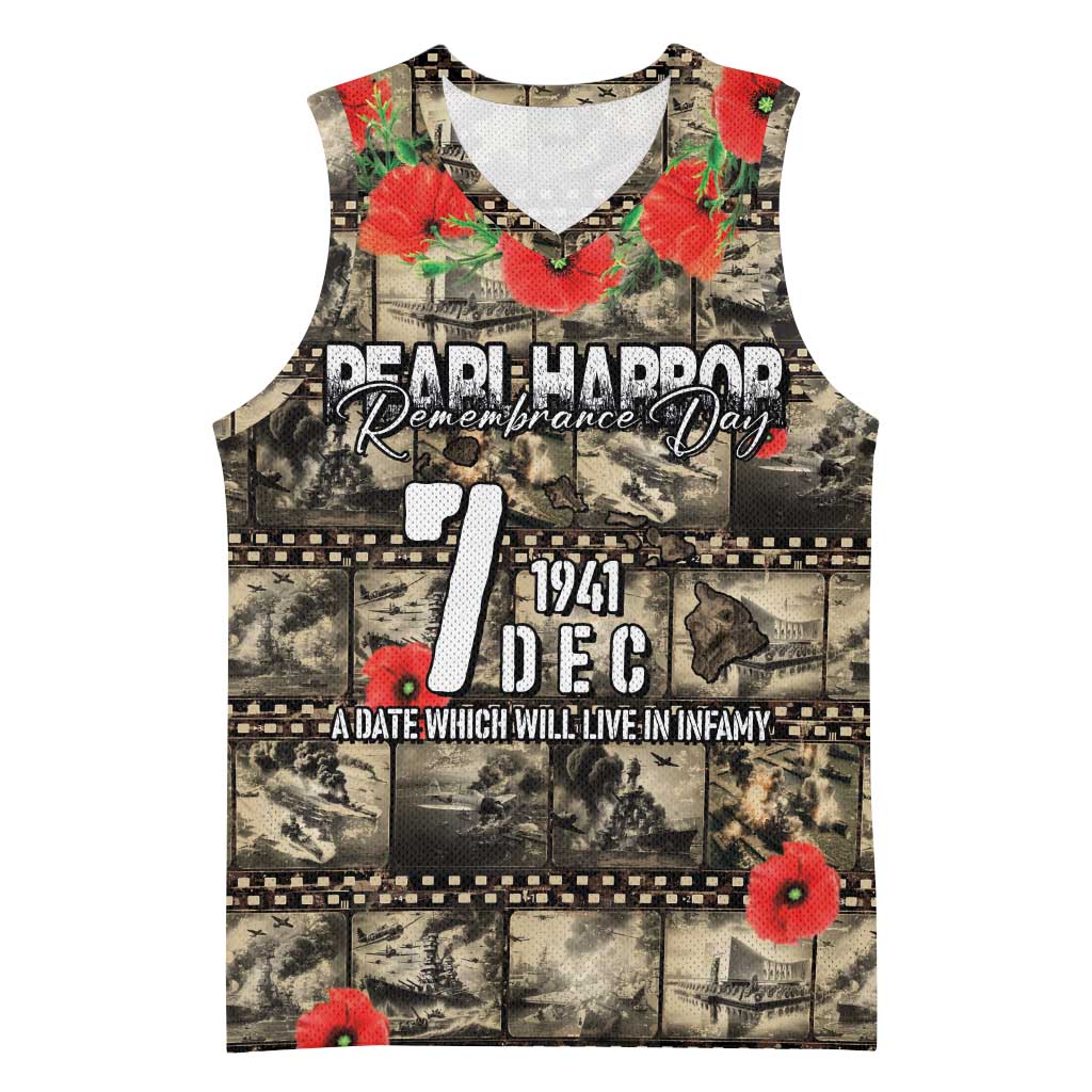 Pearl Harbor Remembrance Day Personalized Basketball Jersey Memories of December 7 with Red Poppy Lei LT03 Unisex Beige - Polynesian Pride