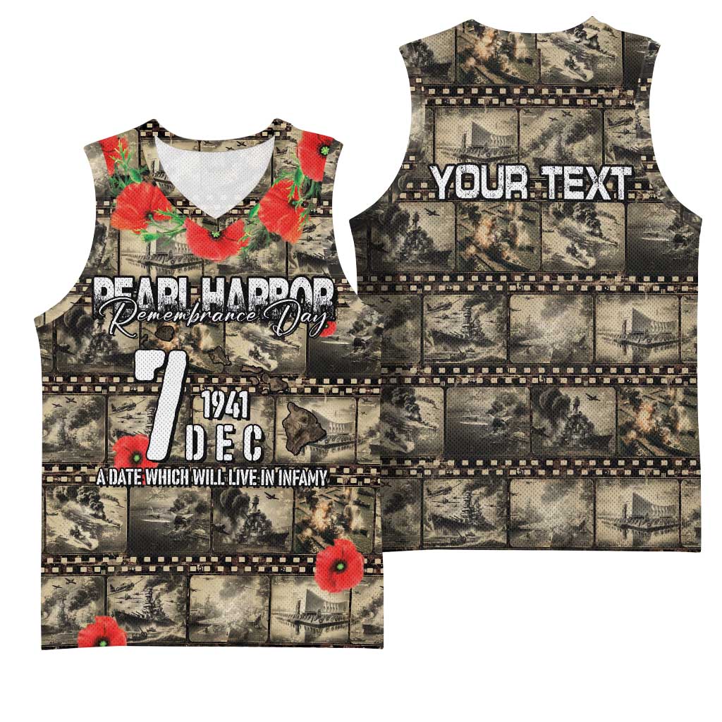 Pearl Harbor Remembrance Day Personalized Basketball Jersey Memories of December 7 with Red Poppy Lei LT03 - Polynesian Pride