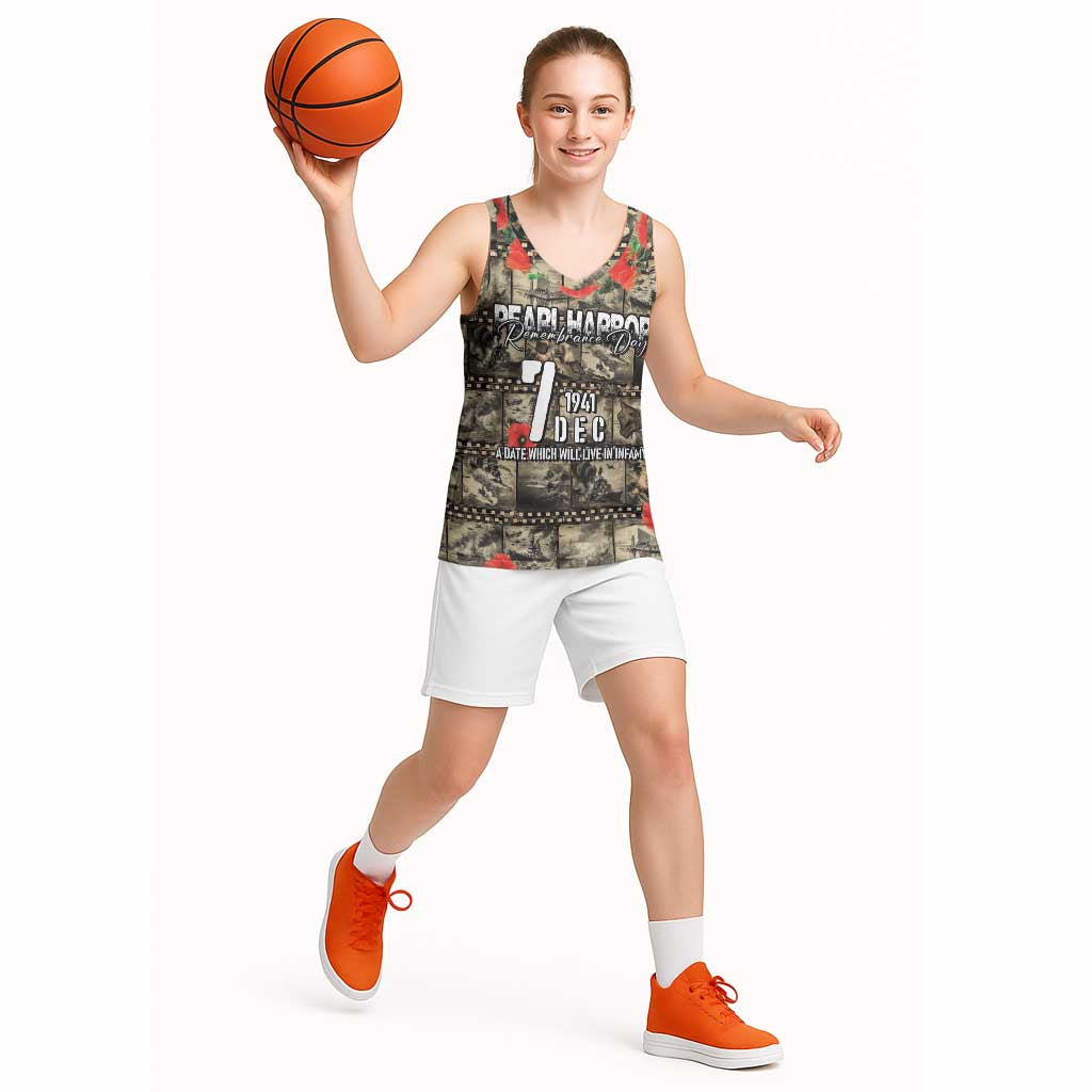 Pearl Harbor Remembrance Day Personalized Basketball Jersey Memories of December 7 with Red Poppy Lei LT03 - Polynesian Pride