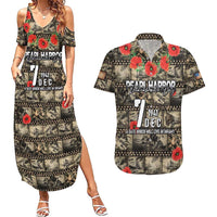 Pearl Harbor Remembrance Day Personalized Couples Matching Summer Maxi Dress and Hawaiian Shirt Memories of December 7 with Red Poppy Lei LT03 Beige - Polynesian Pride