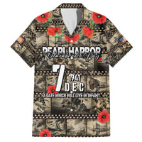 Pearl Harbor Remembrance Day Personalized Family Matching Off The Shoulder Long Sleeve Dress and Hawaiian Shirt Memories of December 7 with Red Poppy Lei - Polynesian Pride
