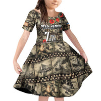 Pearl Harbor Remembrance Day Personalized Family Matching Off Shoulder Short Dress and Hawaiian Shirt Memories of December 7 with Red Poppy Lei LT03 Daughter's Dress Beige - Polynesian Pride