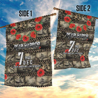 Pearl Harbor Remembrance Day Garden Flag Memories of December 7 with Red Poppy Lei - Polynesian Pride