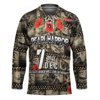 Pearl Harbor Remembrance Day Personalized Hockey Jersey Memories of December 7 with Red Poppy Lei - Polynesian Pride