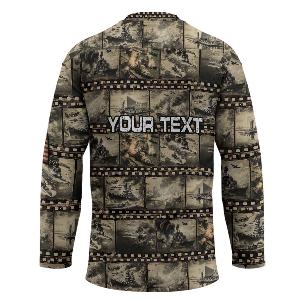 Pearl Harbor Remembrance Day Personalized Hockey Jersey Memories of December 7 with Red Poppy Lei - Polynesian Pride