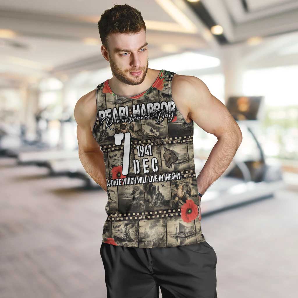Pearl Harbor Remembrance Day Personalized Men Tank Top Memories of December 7 with Red Poppy Lei - Polynesian Pride
