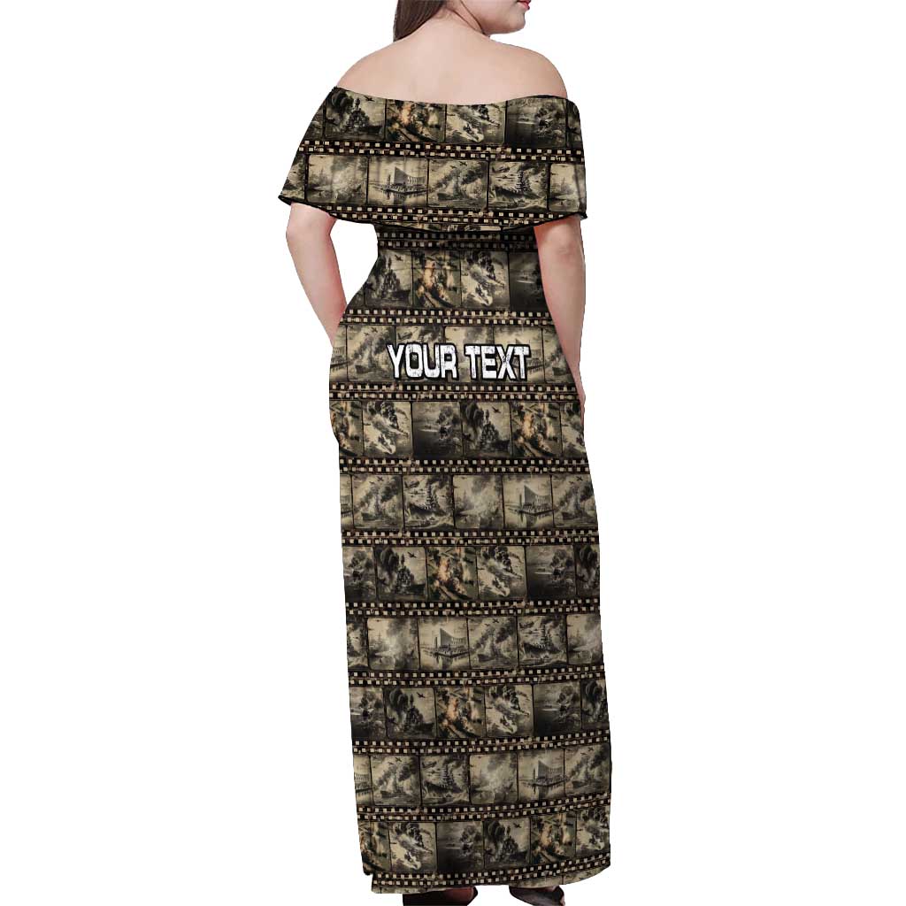Pearl Harbor Remembrance Day Personalized Off Shoulder Maxi Dress Memories of December 7 with Red Poppy Lei - Polynesian Pride