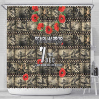 Pearl Harbor Remembrance Day Shower Curtain Memories of December 7 with Red Poppy Lei - Polynesian Pride