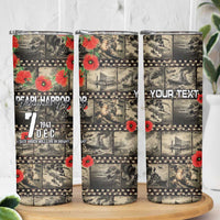 Pearl Harbor Remembrance Day Personalized Skinny Tumbler Memories of December 7 with Red Poppy Lei - Polynesian Pride