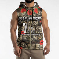 Pearl Harbor Remembrance Day Personalized Sleeveless Zip Hoodie Memories of December 7 with Red Poppy Lei - Polynesian Pride