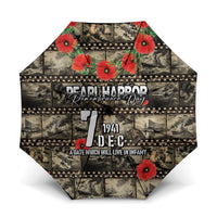 Pearl Harbor Remembrance Day Umbrella Memories of December 7 with Red Poppy Lei - Polynesian Pride