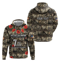 Pearl Harbor Remembrance Day Personalized Zip Hoodie Memories of December 7 with Red Poppy Lei - Polynesian Pride