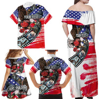 Pearl Harbor Remembrance Day Personalized Family Matching Off Shoulder Maxi Dress and Hawaiian Shirt Lest We Forget - The Bald Eagle Remembers - Polynesian Pride
