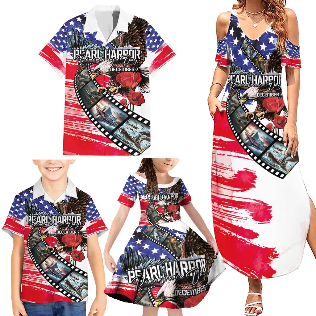 Pearl Harbor Remembrance Day Personalized Family Matching Summer Maxi Dress and Hawaiian Shirt Lest We Forget - The Bald Eagle Remembers - Polynesian Pride