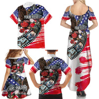 Pearl Harbor Remembrance Day Personalized Family Matching Summer Maxi Dress and Hawaiian Shirt Lest We Forget - The Bald Eagle Remembers - Polynesian Pride