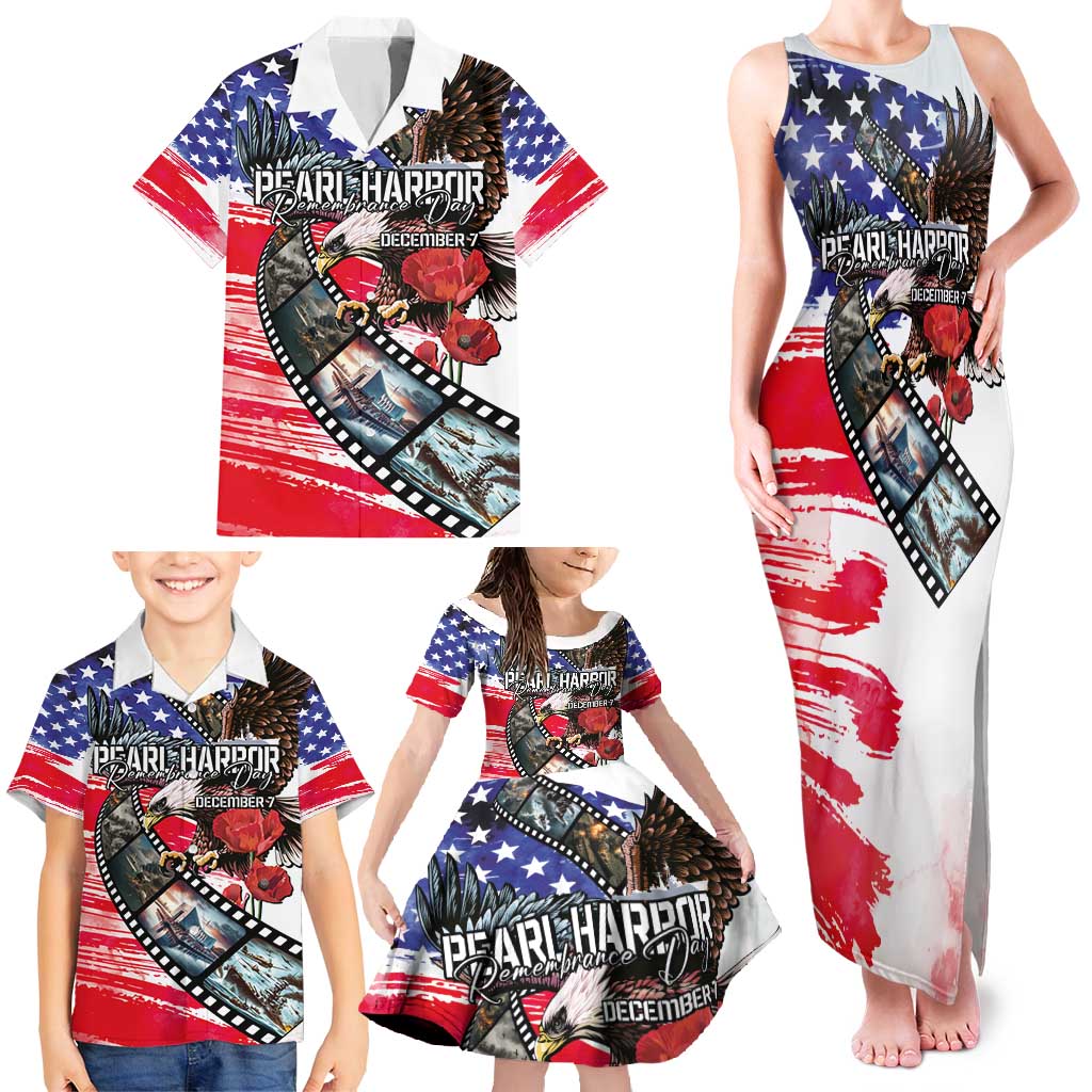Pearl Harbor Remembrance Day Personalized Family Matching Tank Maxi Dress and Hawaiian Shirt Lest We Forget - The Bald Eagle Remembers - Polynesian Pride