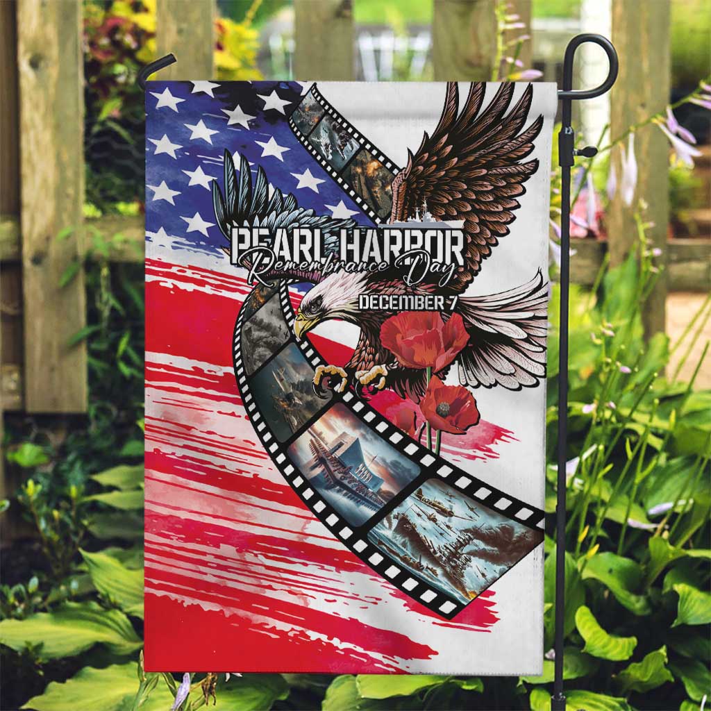 Pearl Harbor Remembrance Day Garden Flag Lest We Forget - The Bald Eagle Remembers - Polynesian Pride