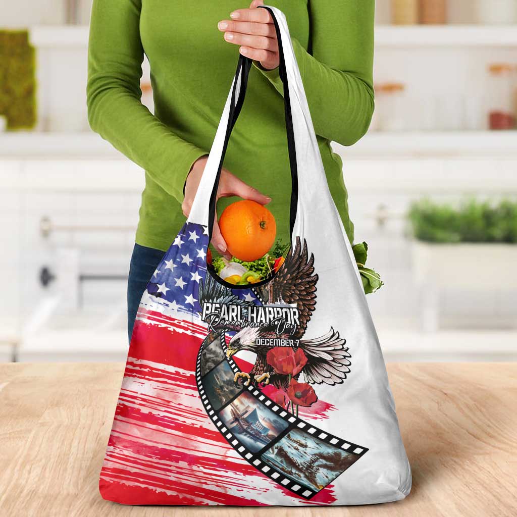 Pearl Harbor Remembrance Day Grocery Bag Lest We Forget - The Bald Eagle Remembers - Polynesian Pride