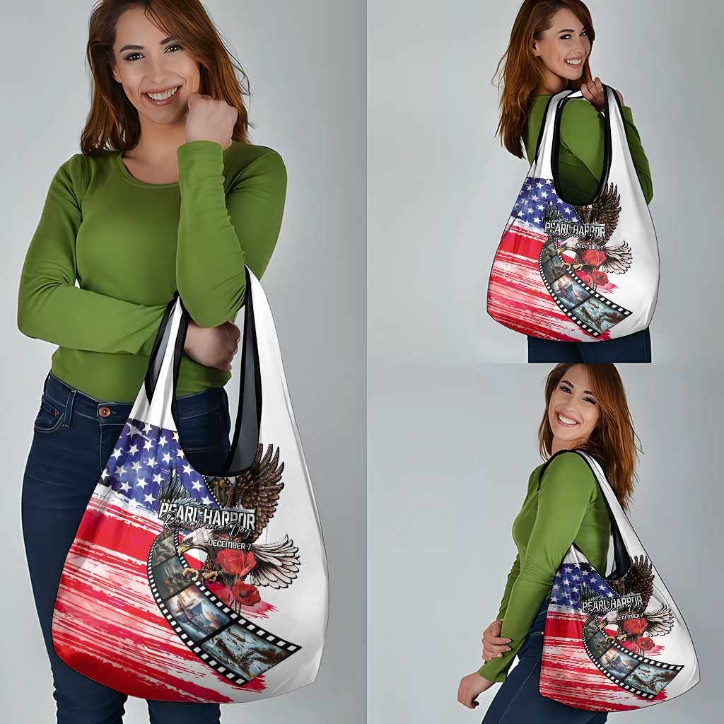 Pearl Harbor Remembrance Day Grocery Bag Lest We Forget - The Bald Eagle Remembers - Polynesian Pride