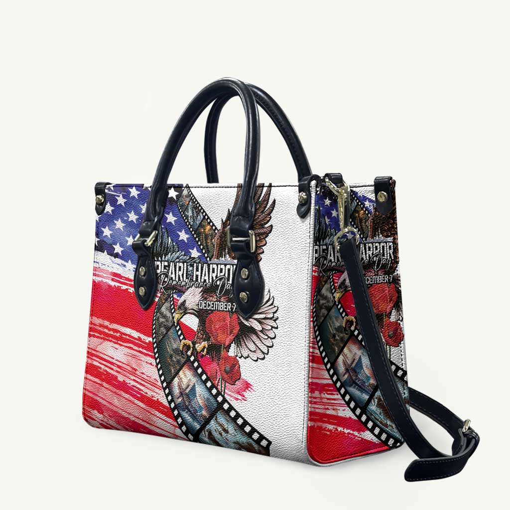Pearl Harbor Remembrance Day Leather Bag Lest We Forget - The Bald Eagle Remembers - Polynesian Pride
