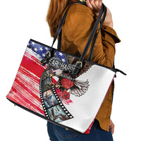 Pearl Harbor Remembrance Day Leather Tote Bag Lest We Forget - The Bald Eagle Remembers - Polynesian Pride