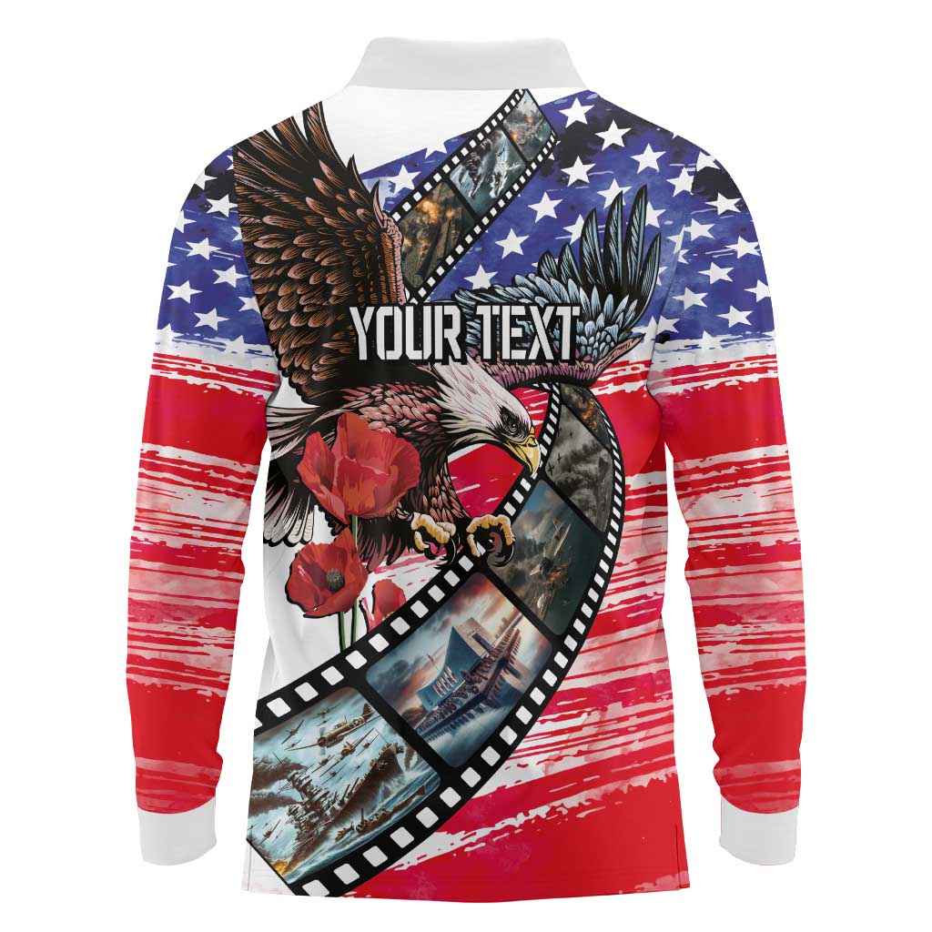 Pearl Harbor Remembrance Day Personalized Long Sleeve Polo Shirt Lest We Forget - The Bald Eagle Remembers - Polynesian Pride