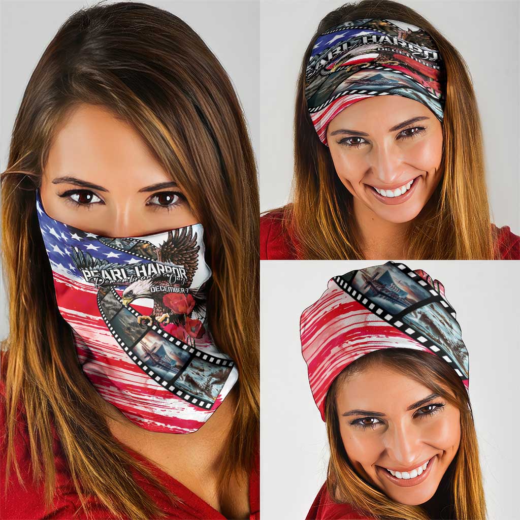 Pearl Harbor Remembrance Day Neck Gaiter Lest We Forget - The Bald Eagle Remembers - Polynesian Pride