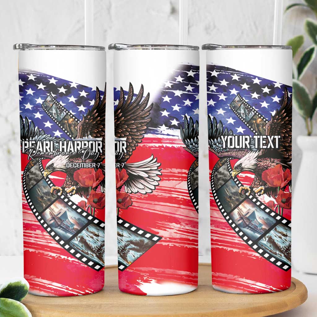 Pearl Harbor Remembrance Day Personalized Skinny Tumbler Lest We Forget - The Bald Eagle Remembers - Polynesian Pride