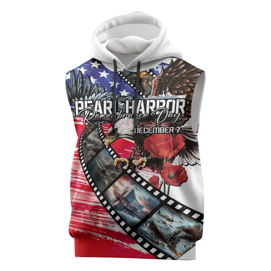 Pearl Harbor Remembrance Day Personalized Sleeveless Hoodie Lest We Forget - The Bald Eagle Remembers - Polynesian Pride