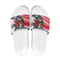Pearl Harbor Remembrance Day Slide Sandals Lest We Forget - The Bald Eagle Remembers - Polynesian Pride