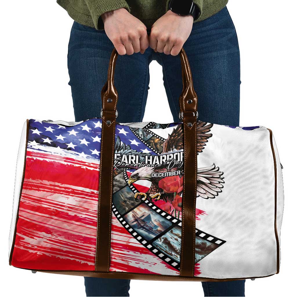 Pearl Harbor Remembrance Day Travel Bag Lest We Forget - The Bald Eagle Remembers - Polynesian Pride