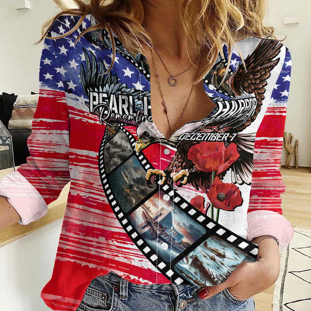 Pearl Harbor Remembrance Day Personalized Women Casual Shirt Lest We Forget - The Bald Eagle Remembers - Polynesian Pride