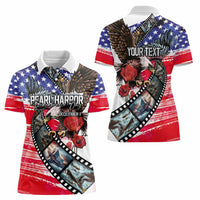 Pearl Harbor Remembrance Day Personalized Women Polo Shirt Lest We Forget - The Bald Eagle Remembers - Polynesian Pride