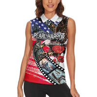 Pearl Harbor Remembrance Day Personalized Women Sleeveless Polo Shirt Lest We Forget - The Bald Eagle Remembers - Polynesian Pride