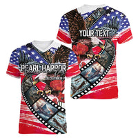 Pearl Harbor Remembrance Day Personalized Women V-Neck T-Shirt Lest We Forget - The Bald Eagle Remembers - Polynesian Pride