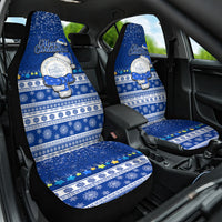 Palau Christmas Car Seat Cover Snowman Hugs Palau Coat of Arms Maori Pattern Blue Style LT03 One Size Blue - Polynesian Pride