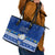 Palau Christmas Leather Tote Bag Snowman Hugs Palau Coat of Arms Maori Pattern Blue Style LT03 - Polynesian Pride