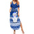 Palau Christmas Summer Maxi Dress Snowman Hugs Palau Coat of Arms Maori Pattern Blue Style LT03 Women Blue - Polynesian Pride