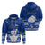 Personalised Palau Christmas Hoodie Snowman Hugs Palau Coat of Arms Maori Pattern Blue Style LT03 - Polynesian Pride