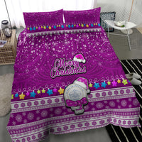 Palau Christmas Bedding Set Snowman Hugs Palau Coat of Arms Maori Pattern Pink Style LT03 - Polynesian Pride