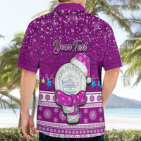 Personalised Palau Christmas Hawaiian Shirt Snowman Hugs Palau Coat of Arms Maori Pattern Pink Style LT03 - Polynesian Pride