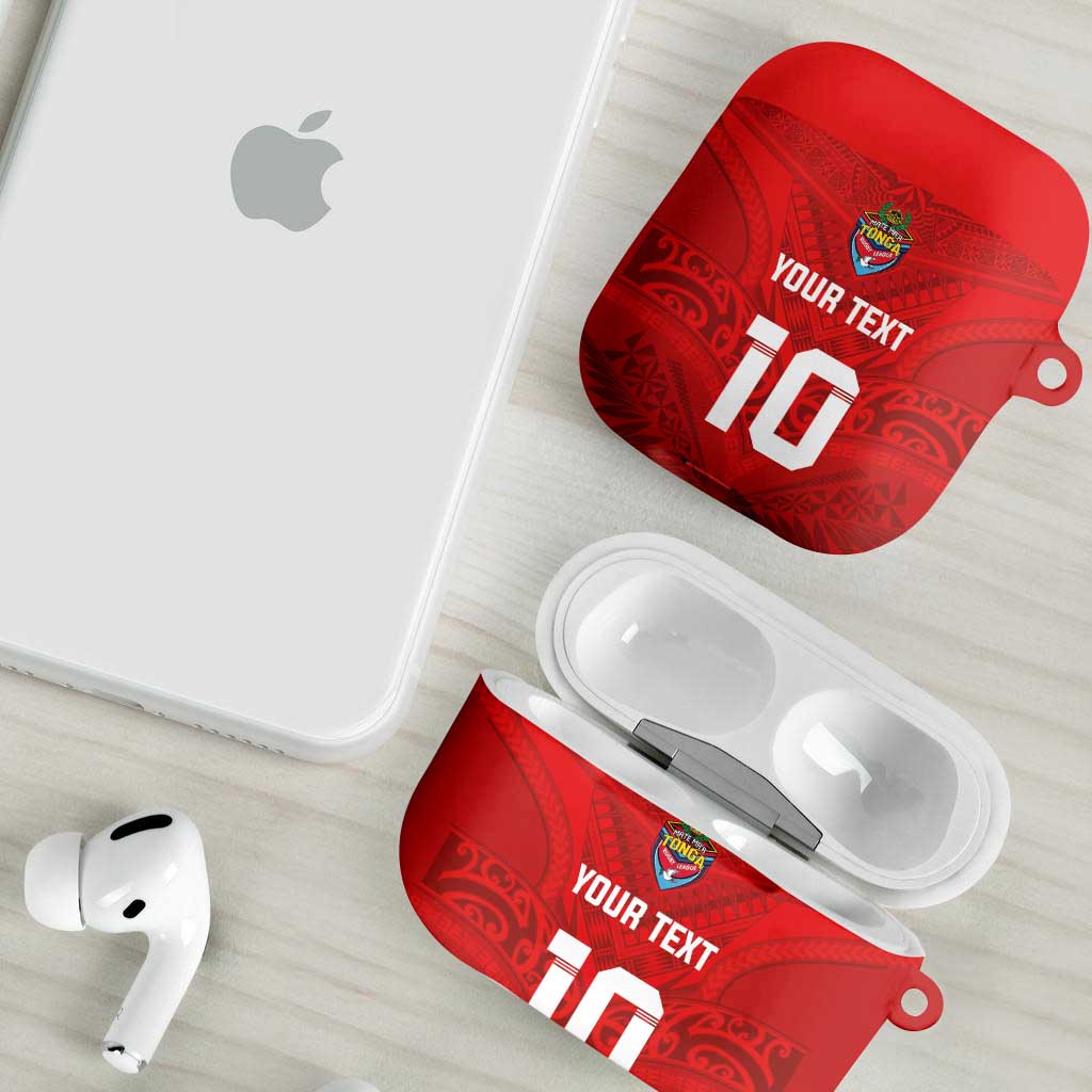 Custom Mate Ma'a Tonga Rugby AirPods Case Ngatu Tribal Motifs Sporty Style - Polynesian Pride